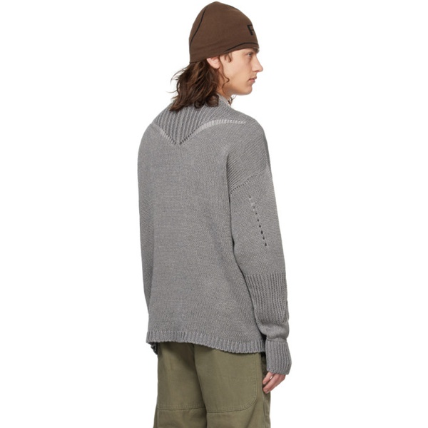  로아 ROA Gray Perforated Sweater 241204M204002