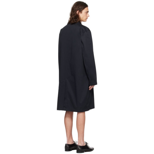  ROEhe Black Notched Lapel Trench Coat 241144M184000