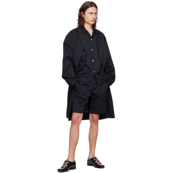  ROEhe Black Notched Lapel Trench Coat 241144M184000