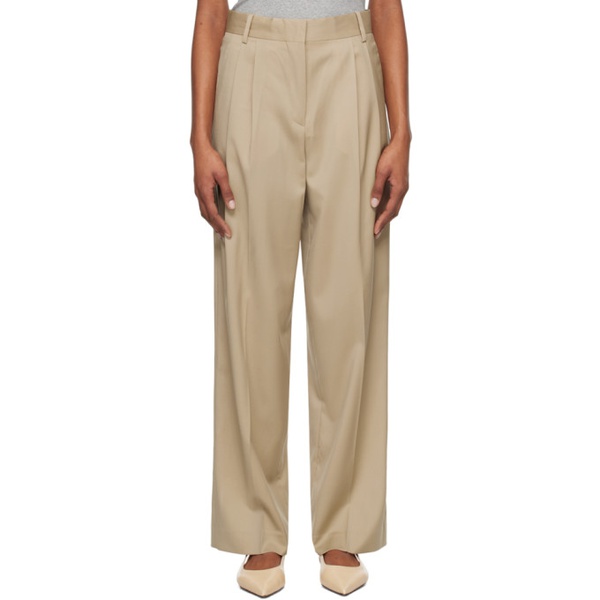  ROEhe Beige Pleated Trousers 241144F087035