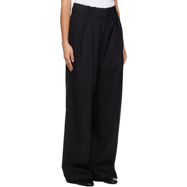  ROEhe Black Wide-Leg Trousers 232144F087038