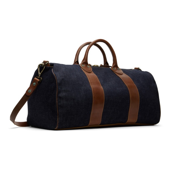  RRL Blue Leather-Trim Denim Duffle Bag 241435M169000