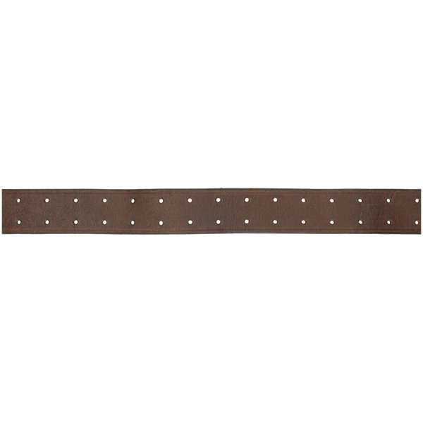  RRL Brown Leather Double-Prong Belt 241435M131002