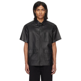 RTA Black Pocket Leather Shirt 241702M192009