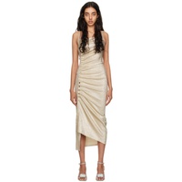 Rabanne Gold Gathered Midi Dress 231605F054001