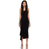 Rabanne Black Gathered Midi Dress 231605F054002