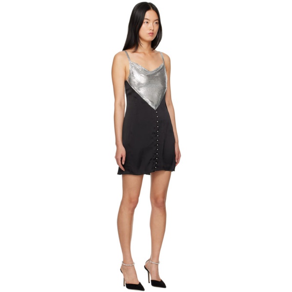  Rabanne Black & Silver Paneled Minidress 232605F052001