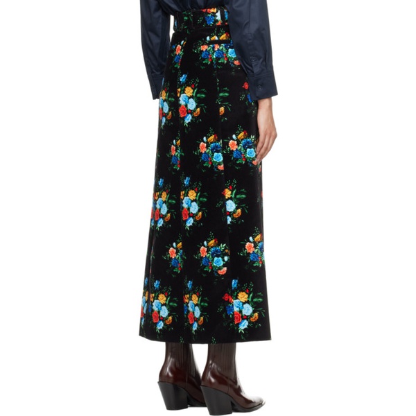  Rabanne Black Floral Maxi Skirt 232605F093002