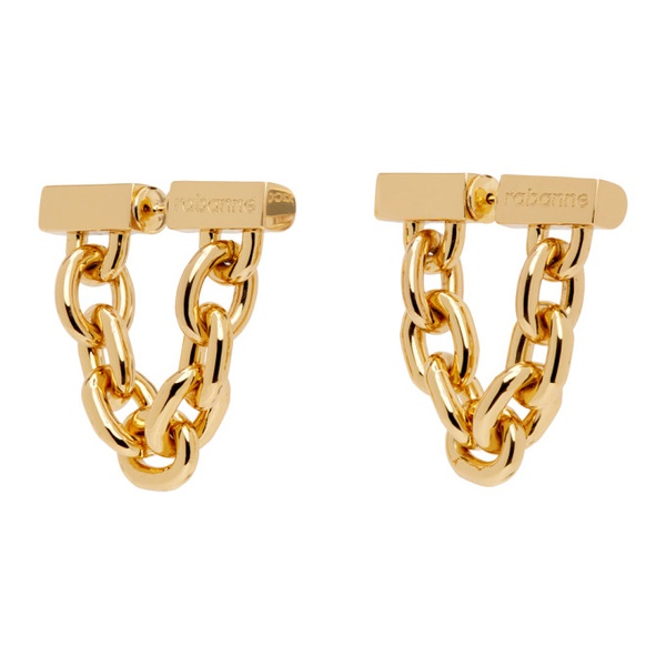  Rabanne Gold Chain-Link Earrings 241605F022005