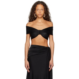 Rabanne Black Off-The-Shoulder Tank Top 241605F111009