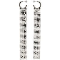 Rabanne Silver Pixel Long Hoop Earrings 232605F022018