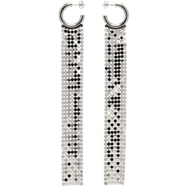 Rabanne Silver Pixel Long Hoop Earrings 232605F022018