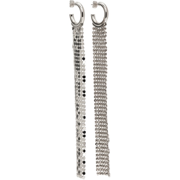  Rabanne Silver Pixel Long Hoop Earrings 232605F022018