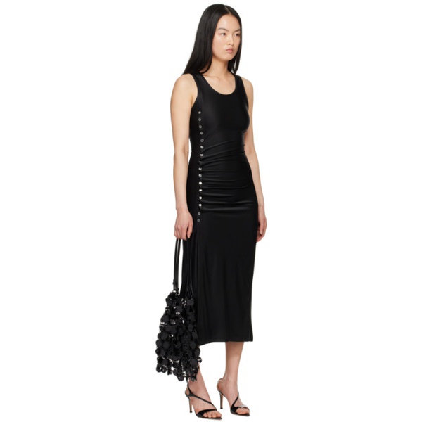  Rabanne Black Draped Midi Dress 241605F054006