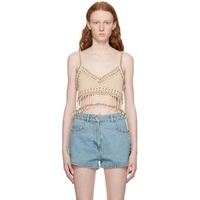 Rabanne Beige Fringe Tank Top 232605F111000