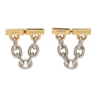 Rabanne Silver & Gold Chain Link Earrings 232605F022003