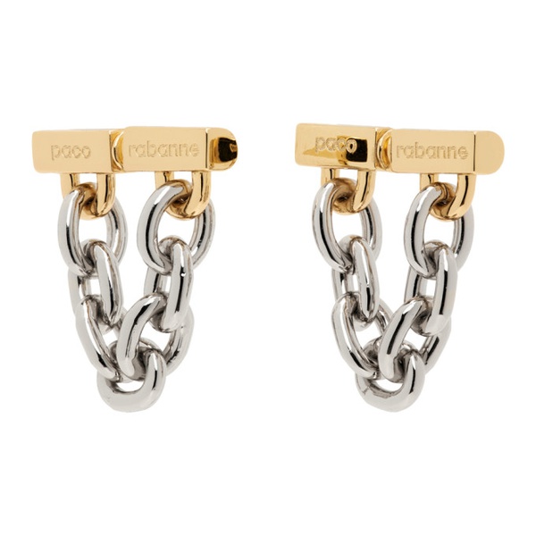  Rabanne Silver & Gold Chain Link Earrings 232605F022003