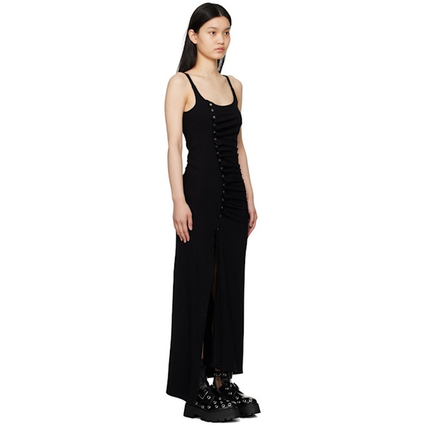  Rabanne Black Gathered Maxi Dress 232605F055001