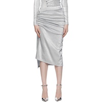 Rabanne Silver Gathered Midi Skirt 232605F092002