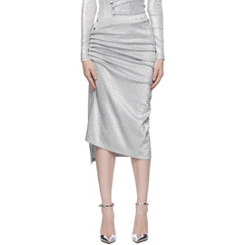 Rabanne Silver Gathered Midi Skirt 232605F092002