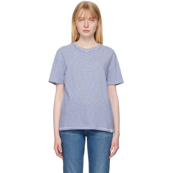 레그앤본 래그 앤 본 Rag & bone Blue & White Striped T-Shirt 242055F110018