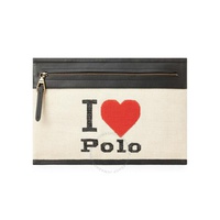 폴로 랄프 로렌 Polo Ralph Lauren Leather-trimmed Canvas Zip Pouch 427758162001