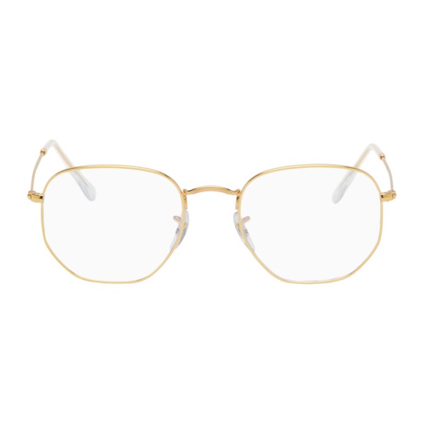  레이밴 Ray-Ban Gold Hexagonal Blue-Light Clear Glasses 241718M133002