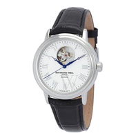 Raymond Weil MEN'S Maestro Leather White Dial Watch 2827-STC-00308