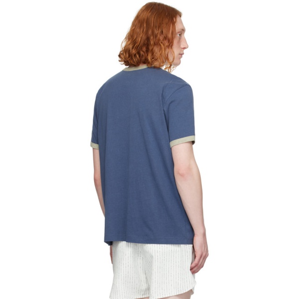  렉토 Recto Blue Embroidery T-Shirt 241775M213010