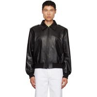 렉토 Recto Black Zip Leather Jacket 232775M181003