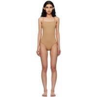 렉토 Recto Beige Square Neck Swimsuit 241775F103000