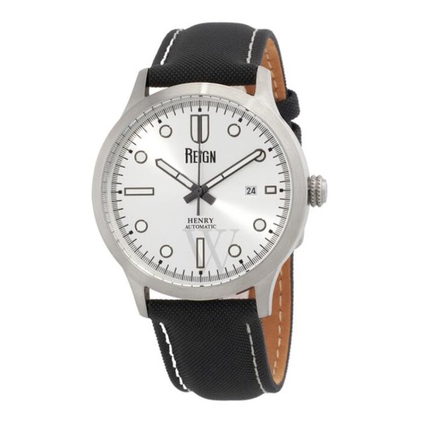  Reign MEN'S Henry Leather Silver Dial Watch REIRN6201