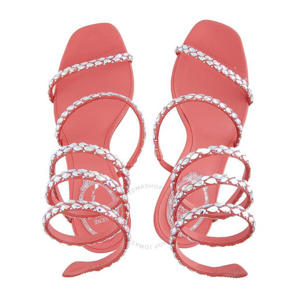 Rene Caovilla Ladies Coral Satin/Crystal Ab Strass Embellished Heels C11613-080-R0012033