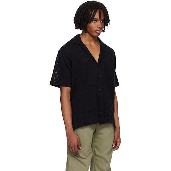  Represent Black Open Spread Collar Shirt 241655M192001
