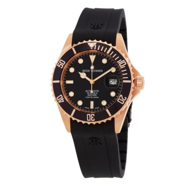  Revue Thommen MEN'S Diver Rubber Black Dial Watch 17571.2867