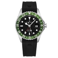 Revue Thommen MEN'S GMT Diver Rubber Black Dial Watch 17572.2834