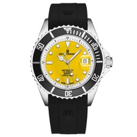 Revue Thommen MEN'S Diver Rubber Yellow Dial Watch 17571.2330