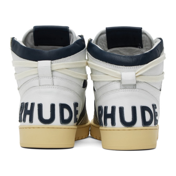  루드 Rhude White & Navy Rhecess-Hi Sneakers 232923M236013