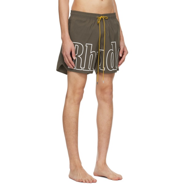  루드 Rhude Brown Printed Swim Shorts 241923M193018