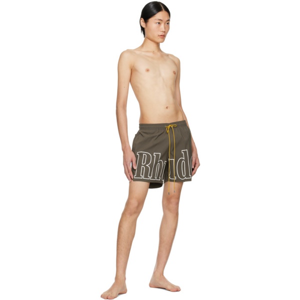  루드 Rhude Brown Printed Swim Shorts 241923M193018