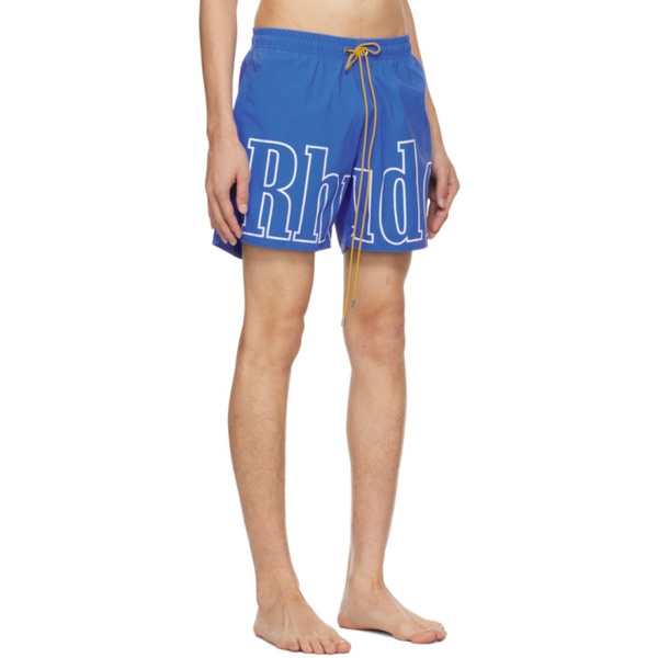  루드 Rhude Blue Printed Swim Shorts 241923M193019