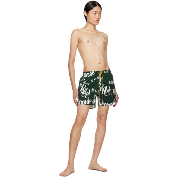  루드 Rhude Green Mash-Up Swim Shorts 241923M193021