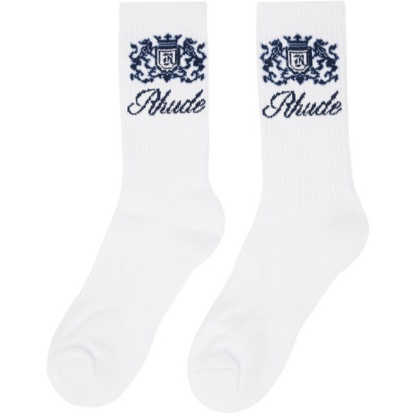  루드 Rhude White Crest Socks 241923M220008
