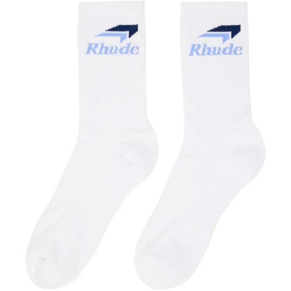  루드 Rhude White Speedmark Socks 241923M220010