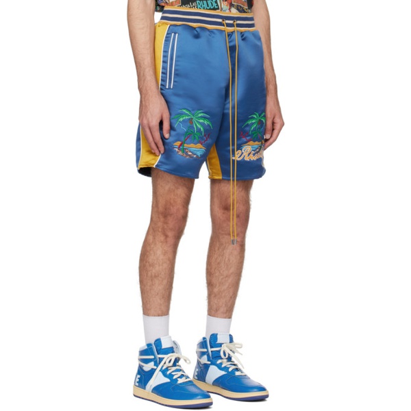  루드 Rhude Blue & Yellow Souvenir Shorts 241923M193026