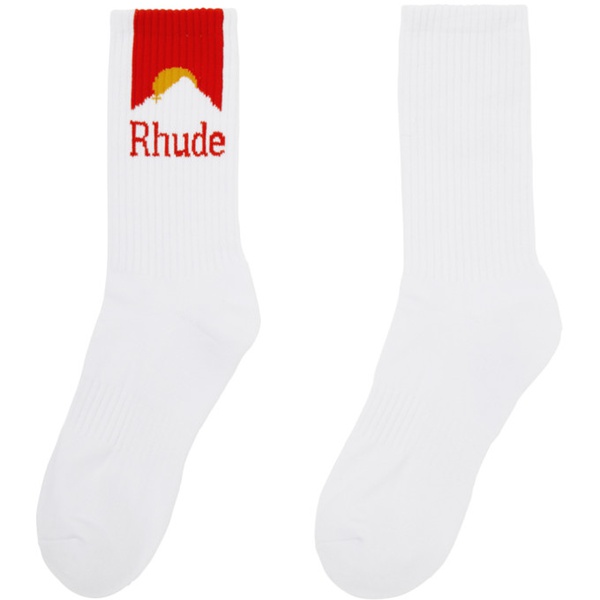  루드 Rhude White Moonlight Socks 241923M220003