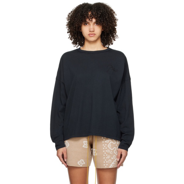  루드 Rhude Black Embroidered Long Sleeve T-Shirt 241923F110015