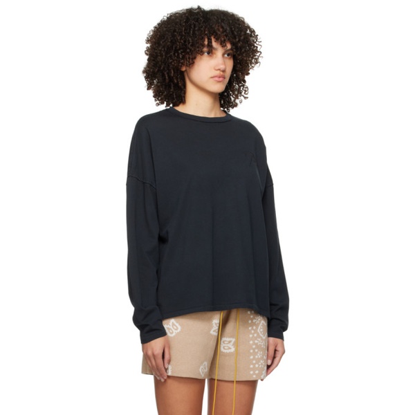  루드 Rhude Black Embroidered Long Sleeve T-Shirt 241923F110015