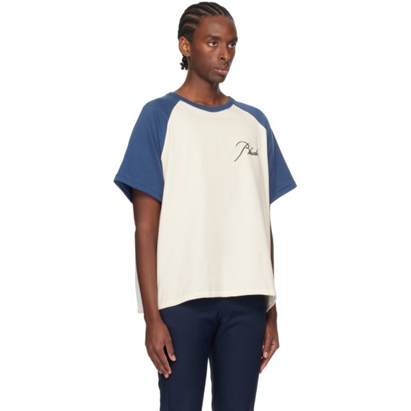  루드 Rhude White & Blue Raglan T-Shirt 241923M213021