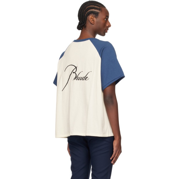  루드 Rhude White & Blue Raglan T-Shirt 241923M213021